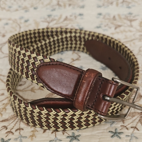 Vintage Other - Vintage Genuine Leather Men's Belt With Cord Braids Size 34